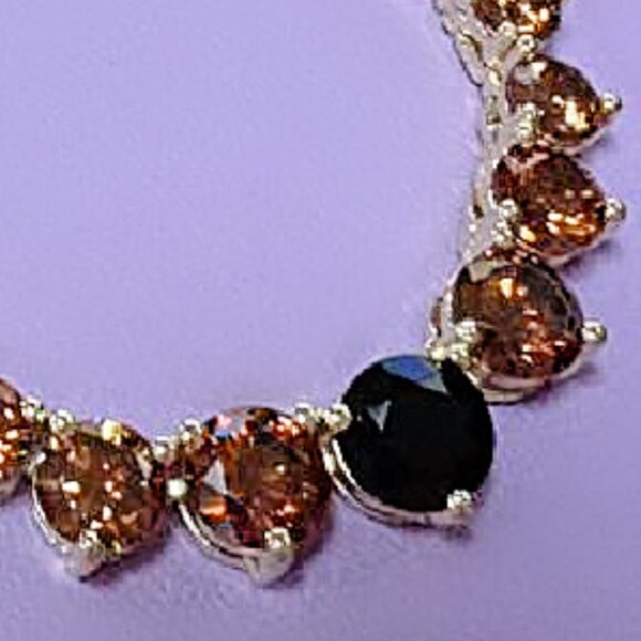 Not Your Basic Graduated Ombre Samantha Tennis Necklace Goldtone NWT *FIRM* - Picture 3 of 4